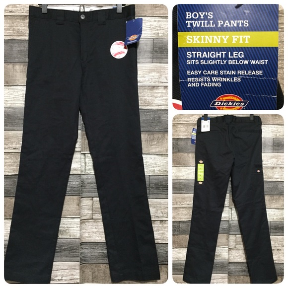 Dickies Skinny Fit Straight Twill Pants Youth Size 18 Black (Inseam 31) - Picture 1 of 9